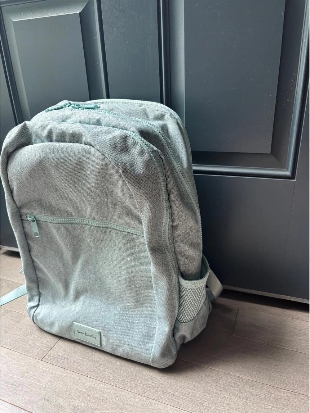 Light green Vera Bradley large backpack travel zip pockets unisex adult school